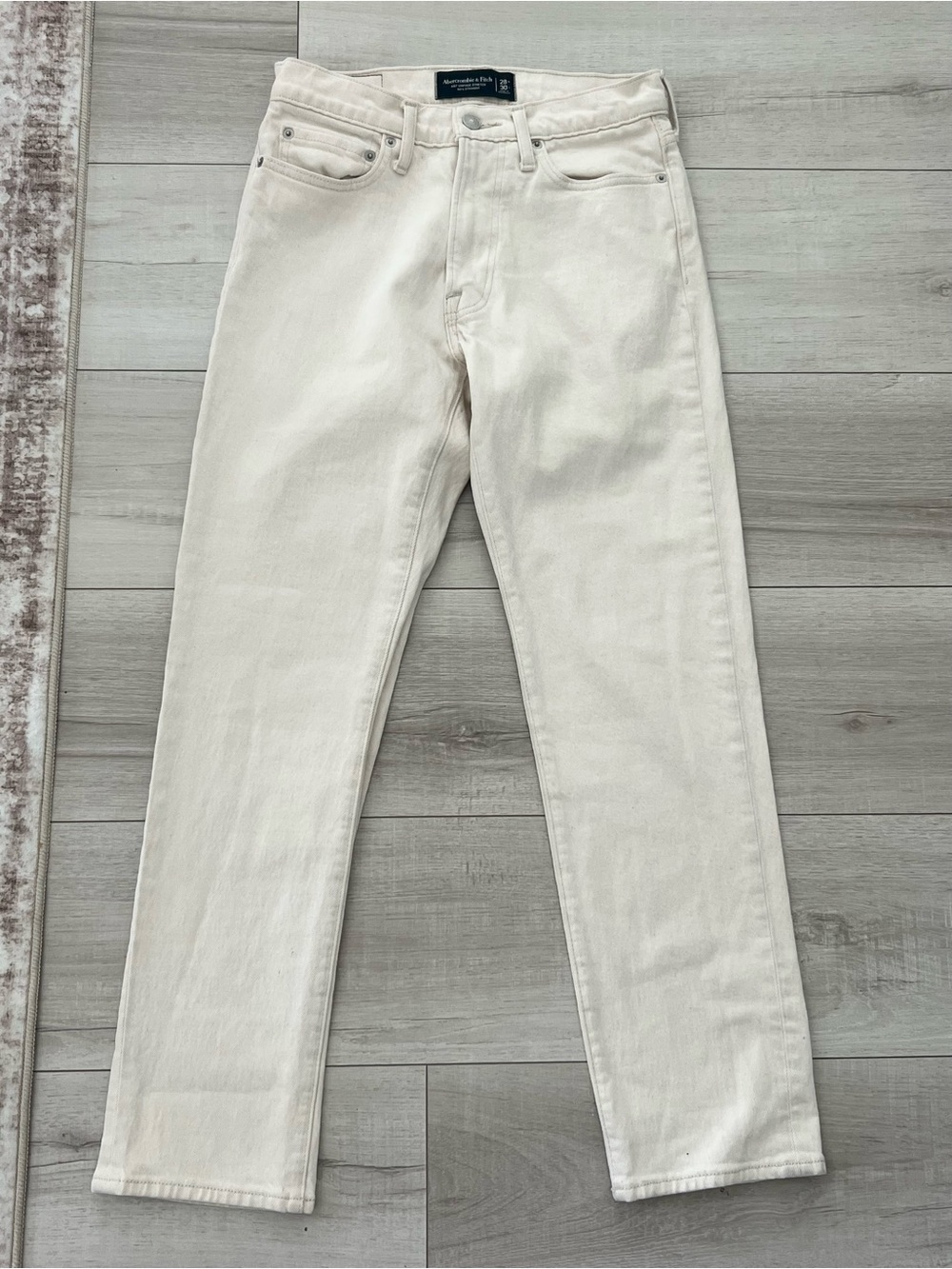 Abercrombie & Fitch Mens Cream Straight-Leg Jeans